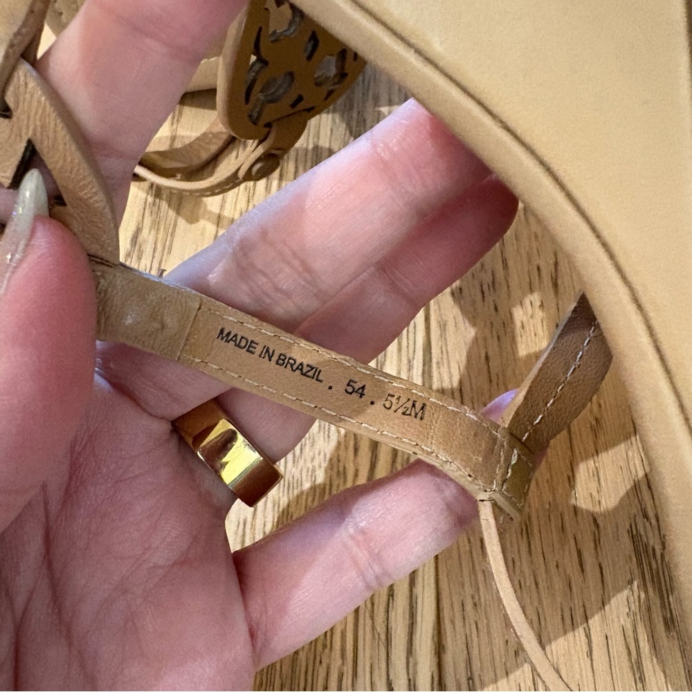 Tory Burch Tan Wedge Sandals with Strappy Details - Picture 8 of 8